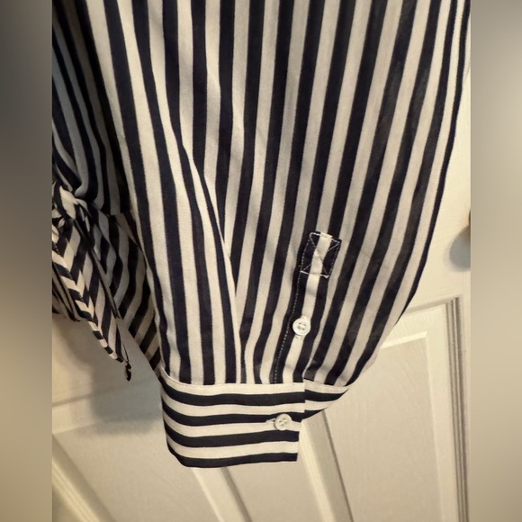 Chico’s Women’s White & Black Stripe Too w/ option 3/4 button strip ~ Size 3 - Picture 9 of 12